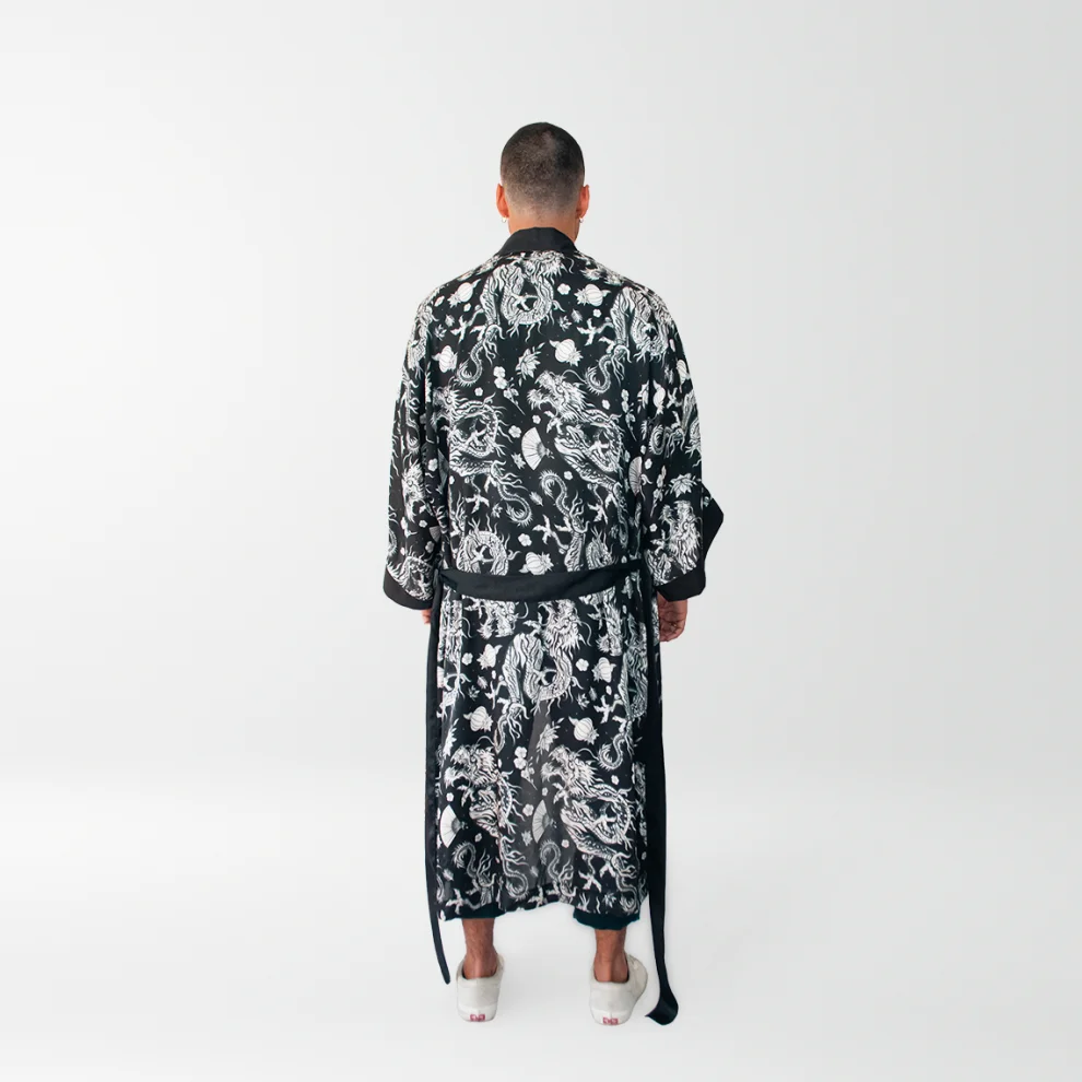 Helal Merch - Long Dark Double Dragon Kimono