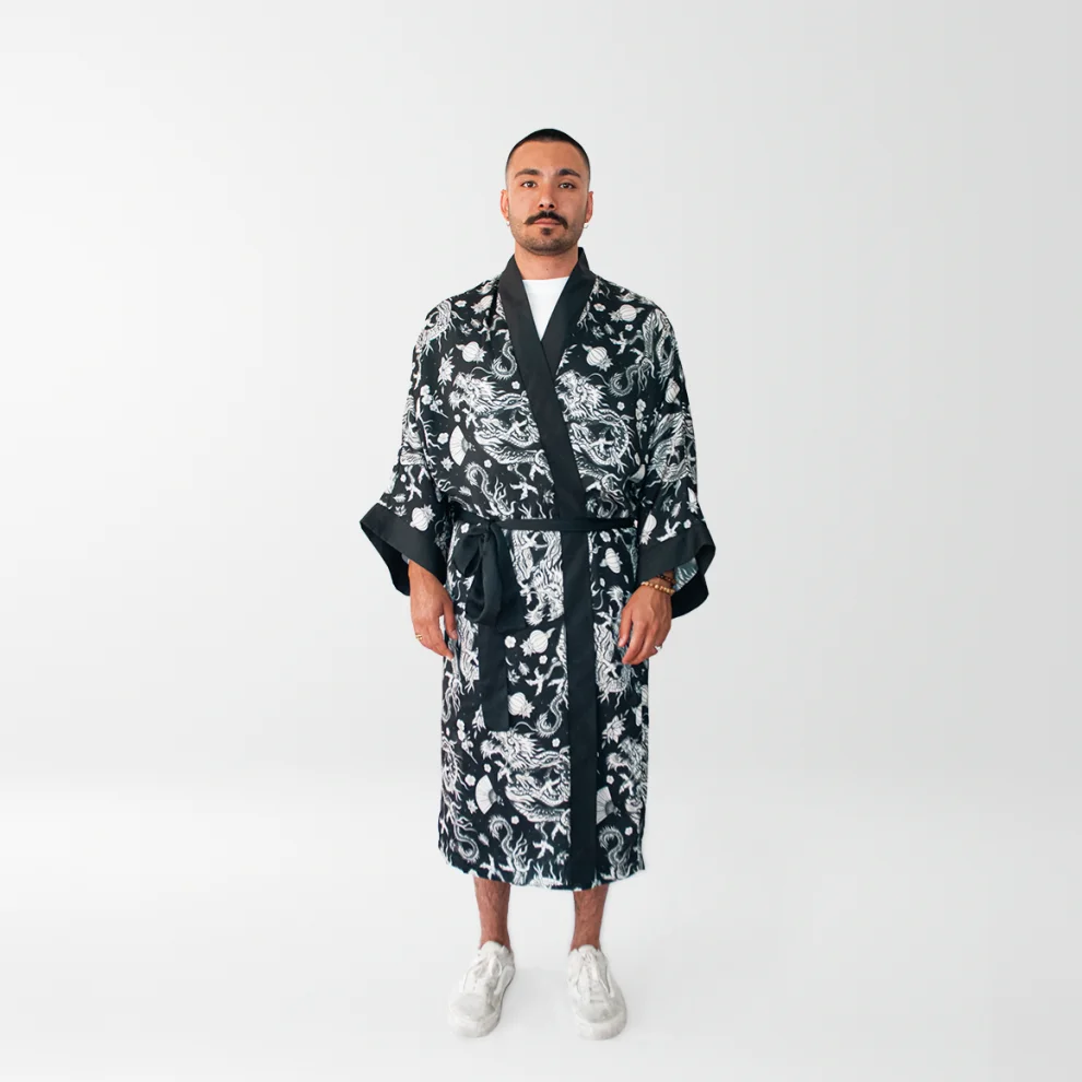 Helal Merch - Long Dark Double Dragon Kimono