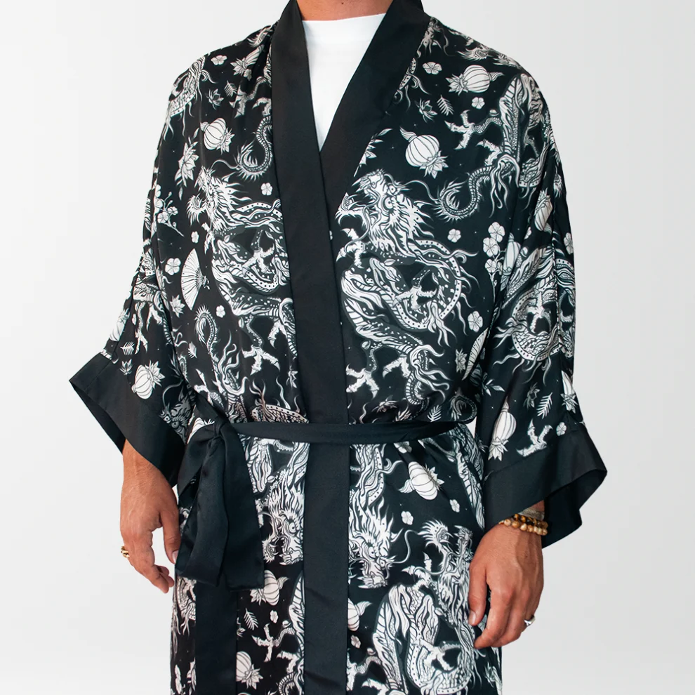 Helal Merch - Long Dark Double Dragon Kimono