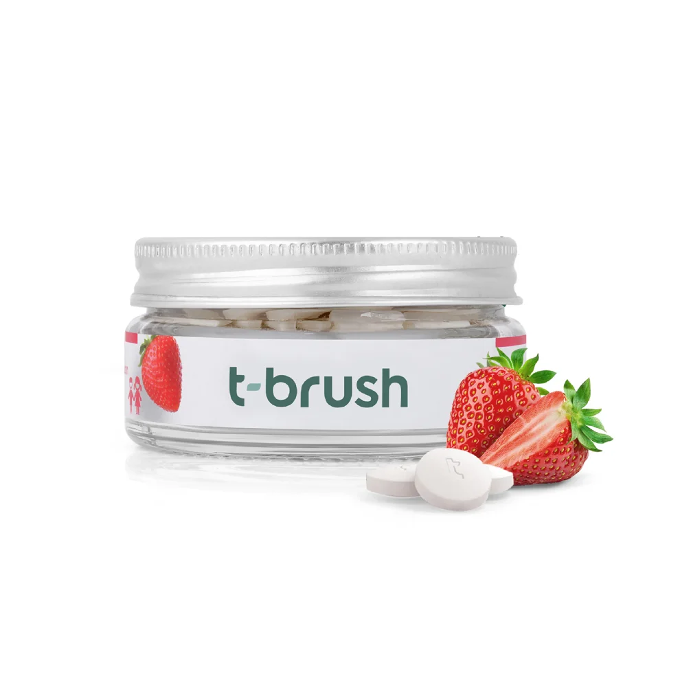 T-Brush - Strawberry Kids Natural Toothpaste Tablet Vegan - 90 Tablets