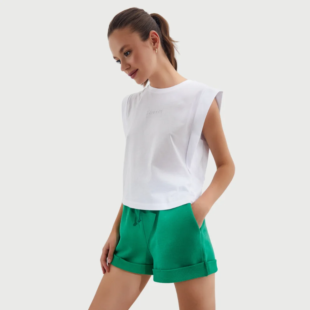 Auric - Cotton Elastic Waist Mini Shorts