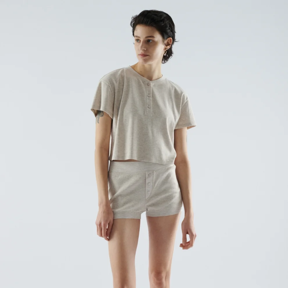 Auric - Ribbed Mini Pajama Shorts