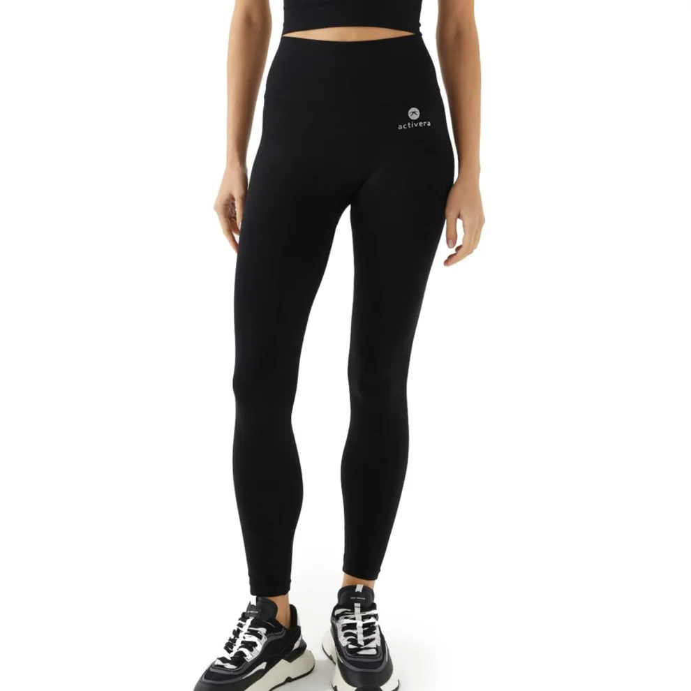 High waist seamless leggings - black