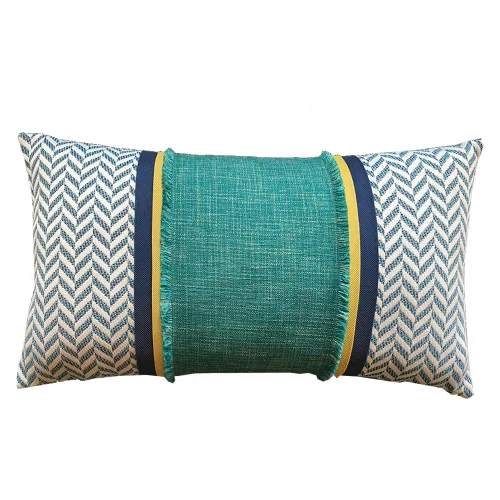 Boom Bastık - Rectangle With Zigzag Printed Banded Pillow