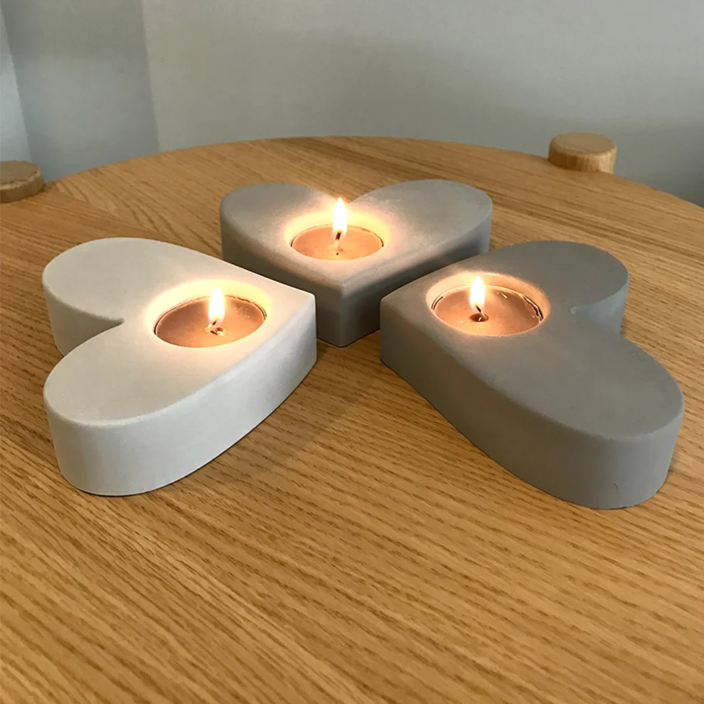 Studio Ays - 3'lü Kalp Tealight Mumluk Set