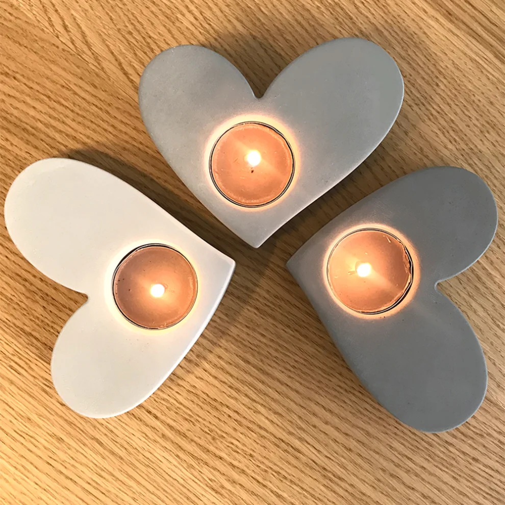 Studio Ays - 3'lü Kalp Tealight Mumluk Set