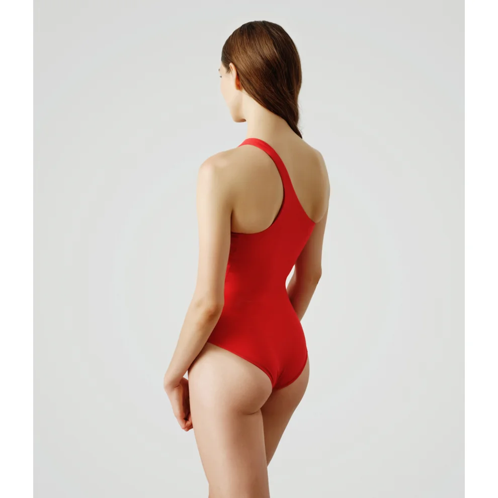 H and m outlet red swimsuit