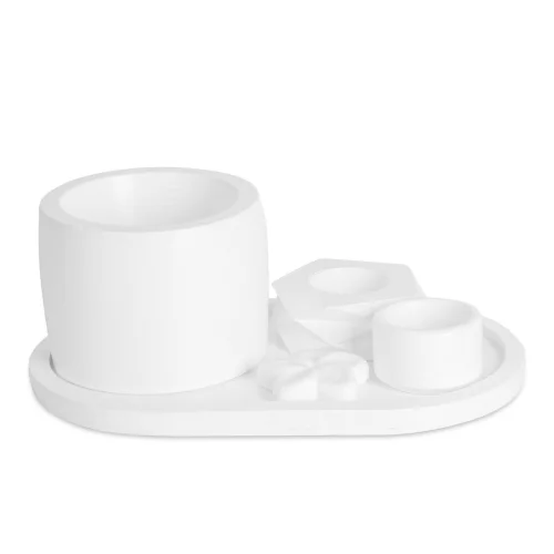 Candu Things - The Snow Multi-purpose 5 Piece Presentation Set With Tray Candle Holder