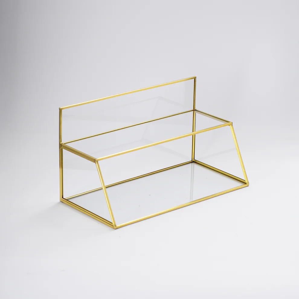 El Crea Designs - Brass Glass Jewelry Accessory Makeup Rack Pen Holder Organizer Organizer