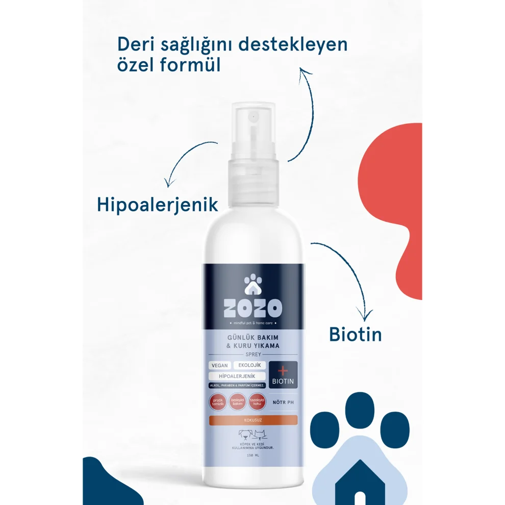 Zozo Cares - Daily Care & Dry Wash Spray - Unscented - Hypoallergenic - 150 Ml