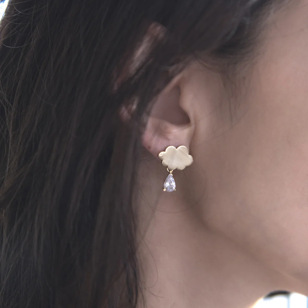 Atelier Petites Pierres - Diamond Cloud - Minimal Drop Earrings