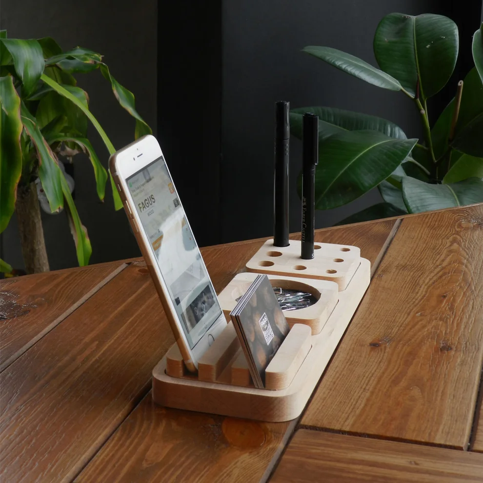 Fagus Wood - Moduler Desk Accessory, Phone Holder - Letafet