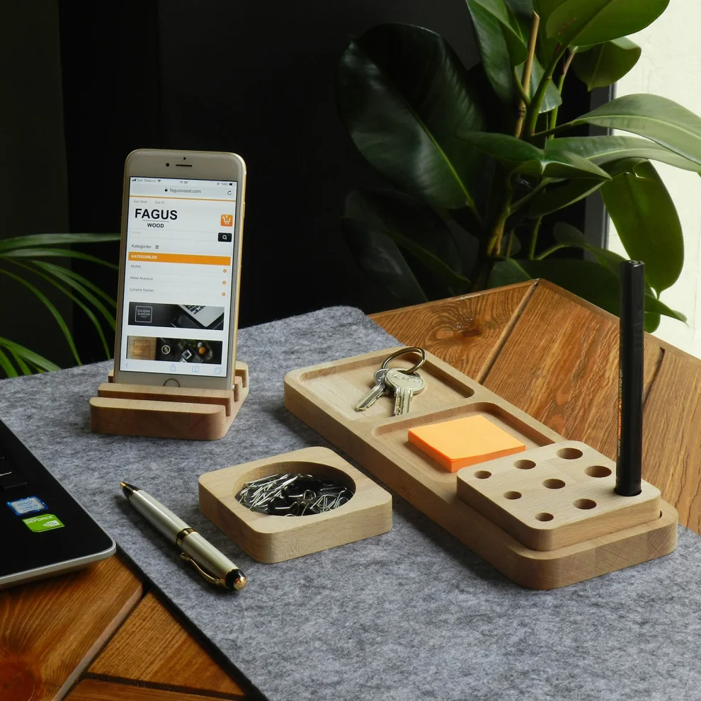 Fagus Wood - Moduler Desk Accessory, Phone Holder - Letafet