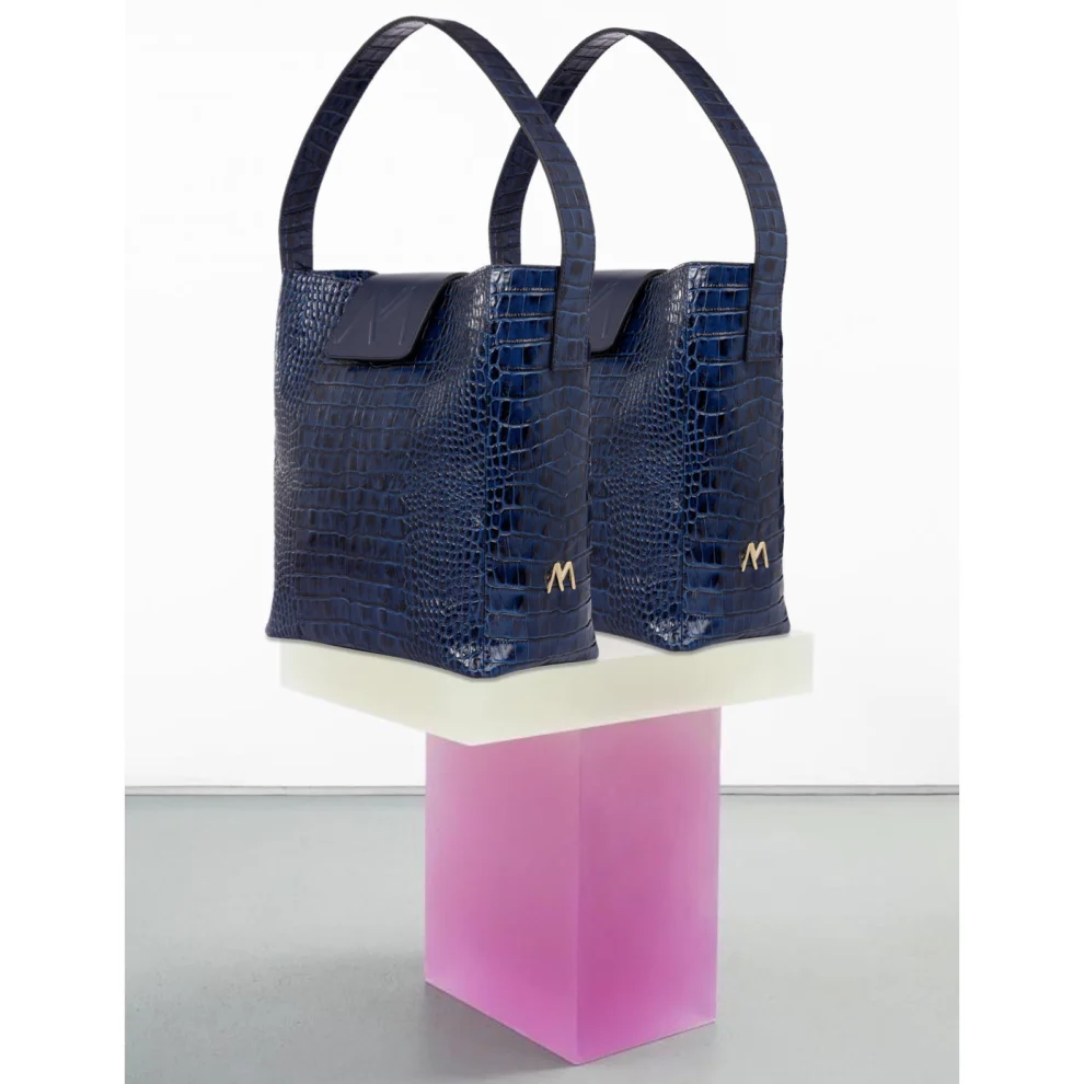 Mev's Atelier	 - Bella Calf Leather Hobo Bag Croc Embossed