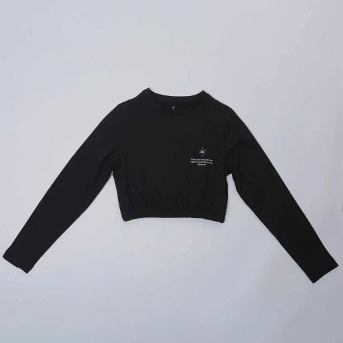 Aslı Yarış - Long-sleeve Crop T-shirt For Girls Black