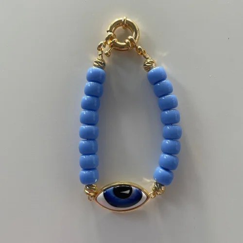 Ayn & By EbruKetenci - Glass Bead With Evil Eye Talisman Wristband