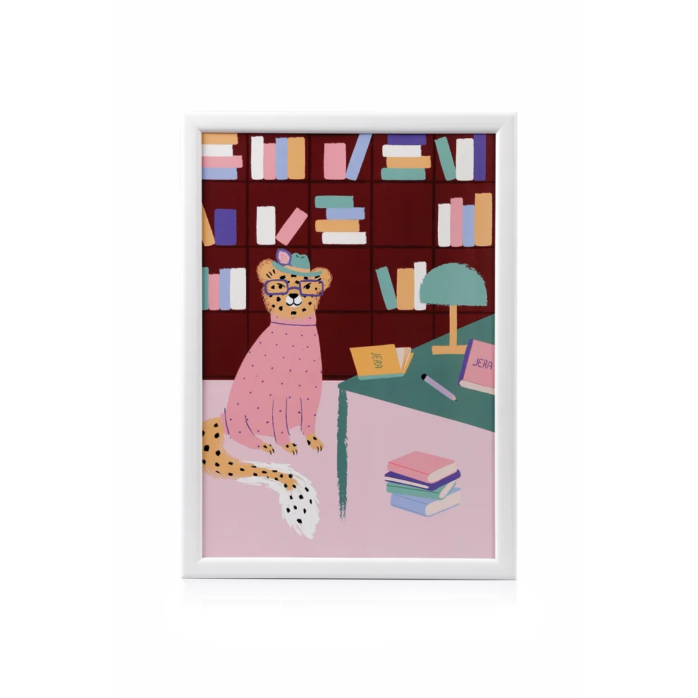 Jera Mini - Leopar Kütüphanede Poster
