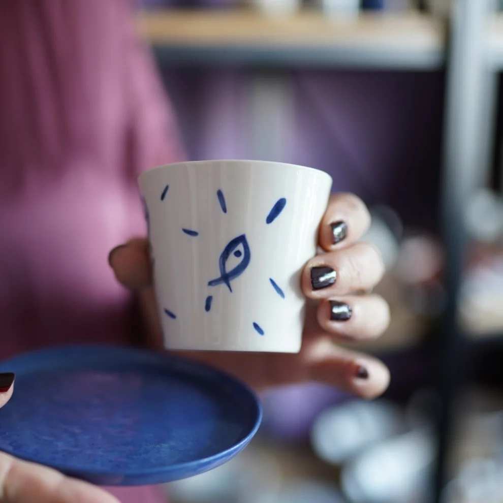 Damlart Ceramic Studio - Porcelain Fish Cup