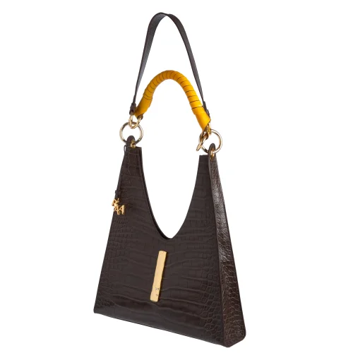 RAA Istanbul - Aisa Mocha Exotic & Gold Leather Bag