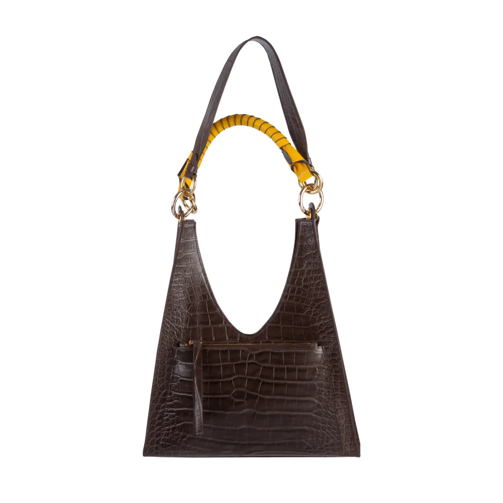 RAA Istanbul - Aisa Mocha Exotic & Gold Leather Bag