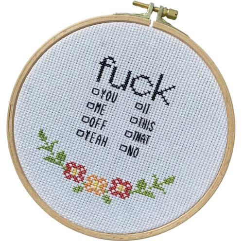 Granny's Hoop - Fuck Cross Stitch Hoop Art