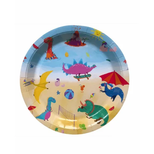 BalinMandalin - Dinosaur Design, Paper Party Plate, 8 In A Package