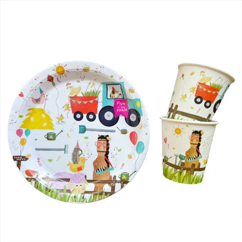 BalinMandalin - Farm Design, Paper Party Plate, 8 In A Package