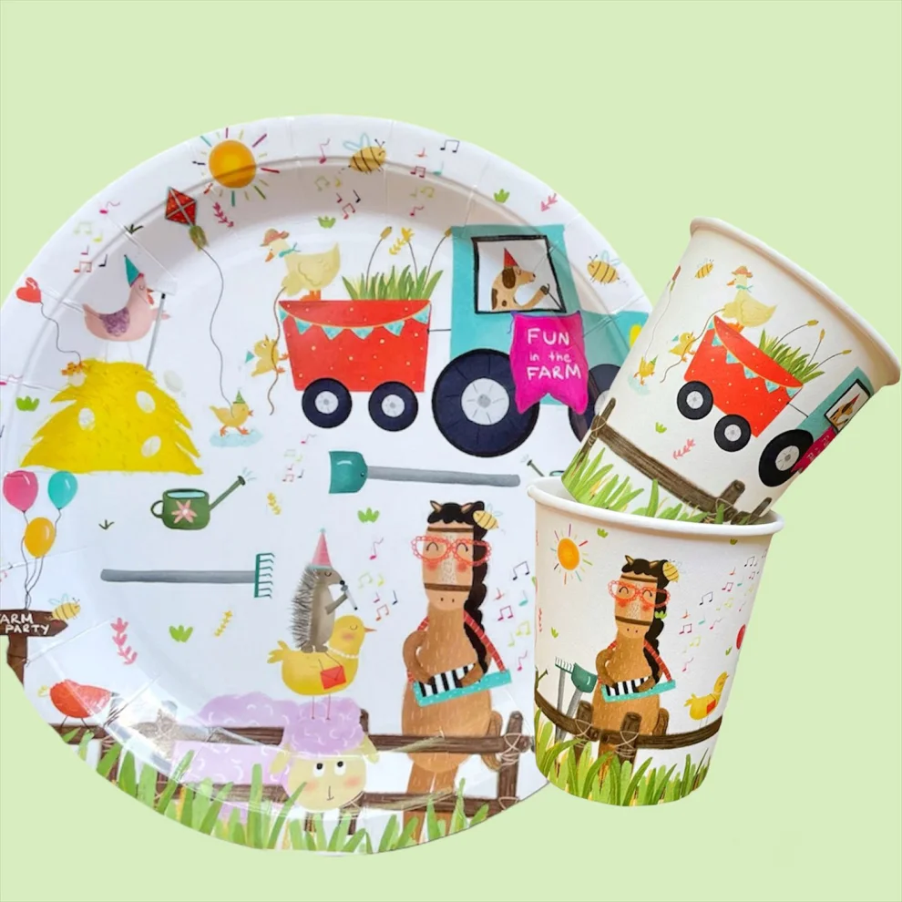 BalinMandalin - Farm Design, Paper Party Cup, 8 In A Package