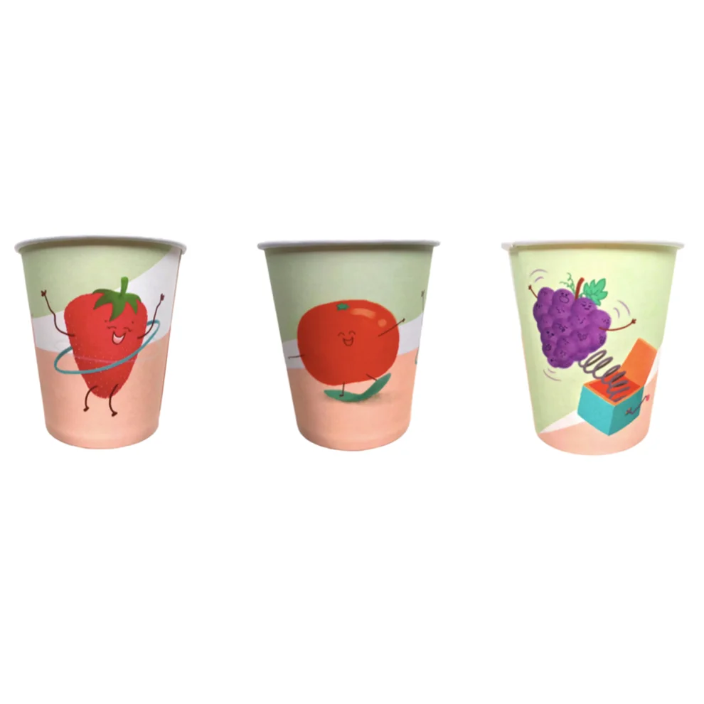 BalinMandalin - Happy Fruits Design, Paper Party Cup, 8 In A Package