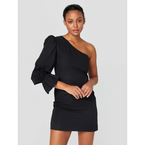 Alleggria - Jasmin One Shoulder Hanger Poplin Dress