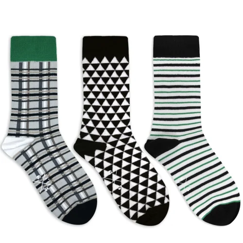 Six Times Five - Flannel Triangles Stripes Unisex 3pack Socks