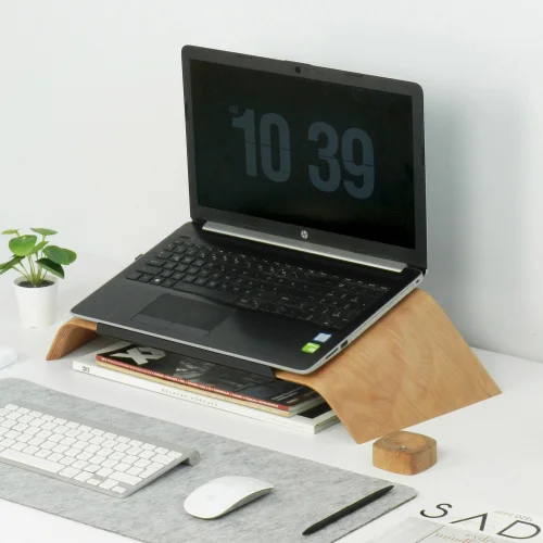 Fagus Wood - Fagus Wood Doğal Ağaç Laptop Masa Standı Ve Yükseltici Notebook Tutucu