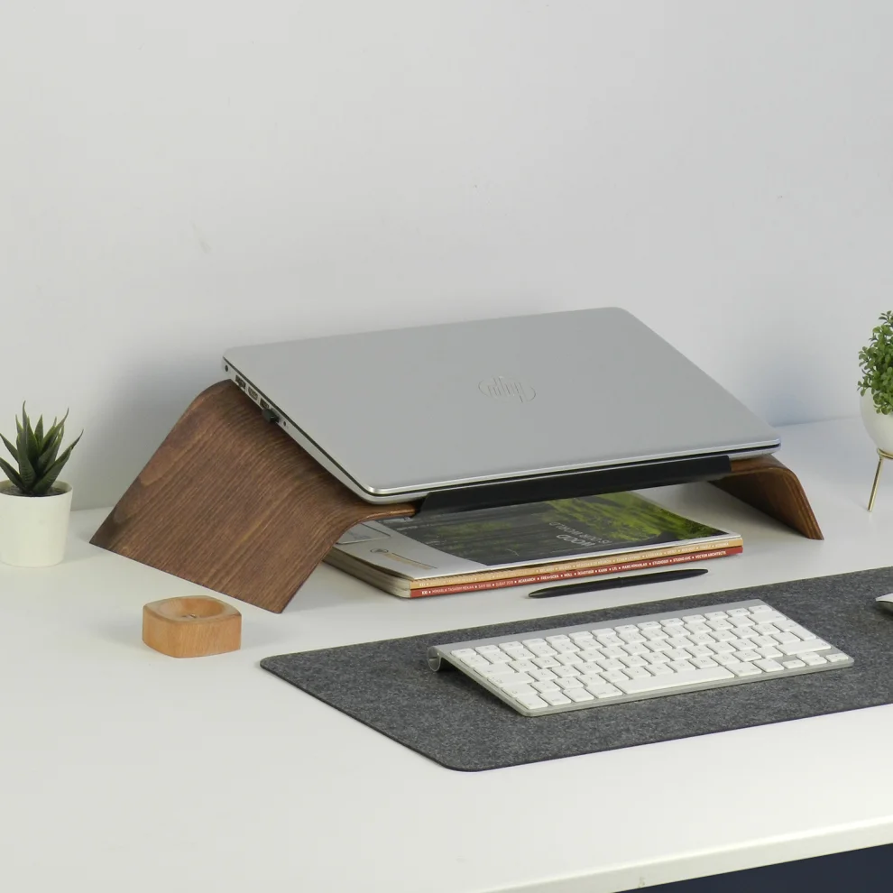 Fagus Wood - Fagus Wood Doğal Ağaç Laptop Masa Standı Ve Yükseltici Notebook Tutucu