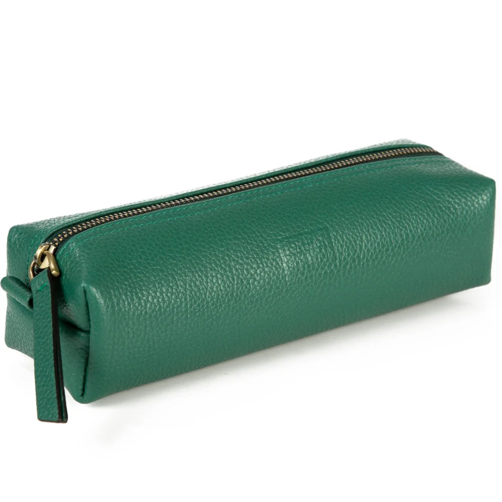Fabriano Large Emerald Leather Pencil Case