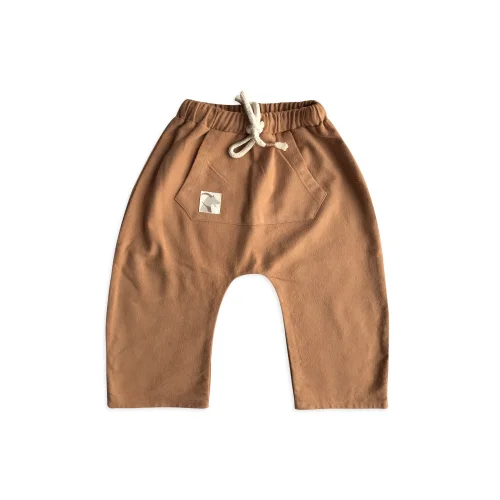 Auntie Me - Biscuit Flannel Trousers With Kangroo Pocket