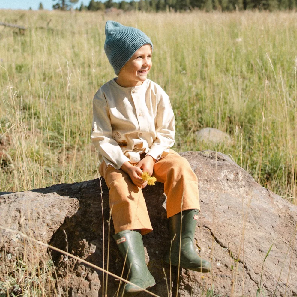 Auntie Me - Biscuit Flannel Trousers With Kangroo Pocket