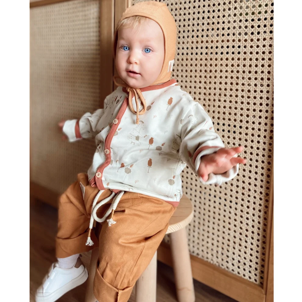 Auntie Me - Biscuit Flannel Trousers With Kangroo Pocket