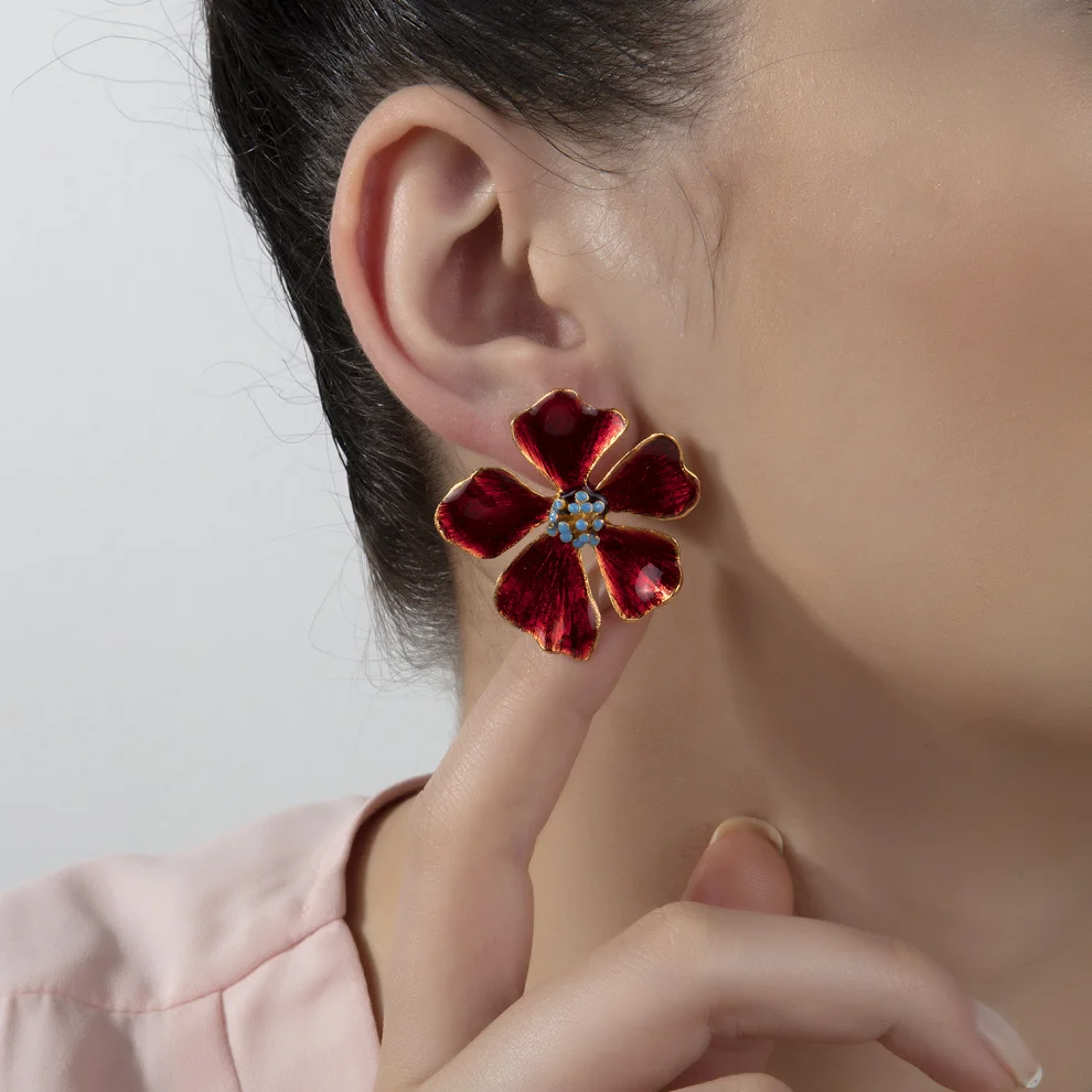 Milou Jewelry - Wild Rose Çiçek Küpe