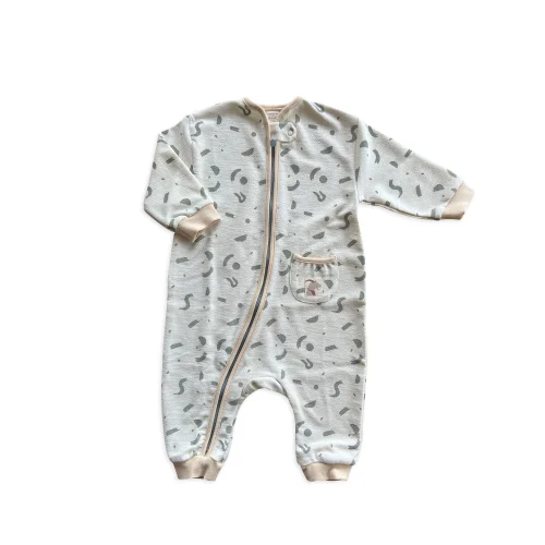 Auntie Me - Organic Stream Irregular Shapes Zip Front Jumpsuit