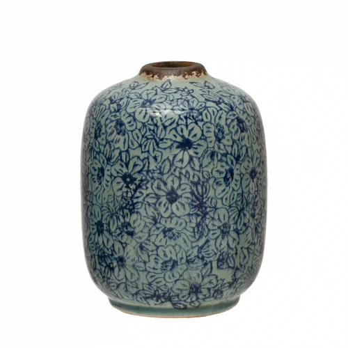 Warm Design  - Vase İn Terracot With Flower Patterned
