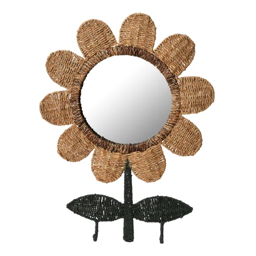 Warm Design	 - Rattan Flower Wall Mirror