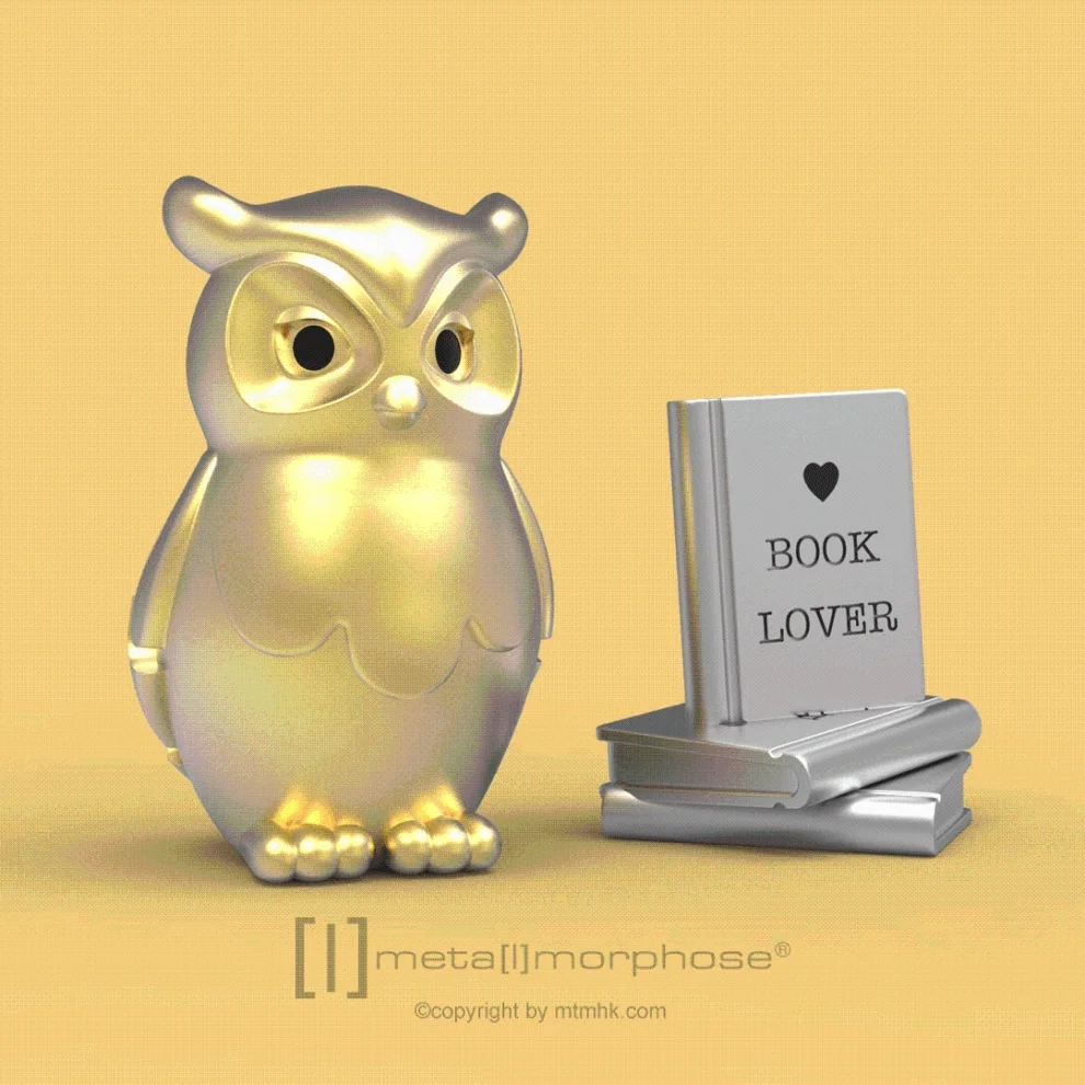 Metalmorphose - Owl & Book Keychain