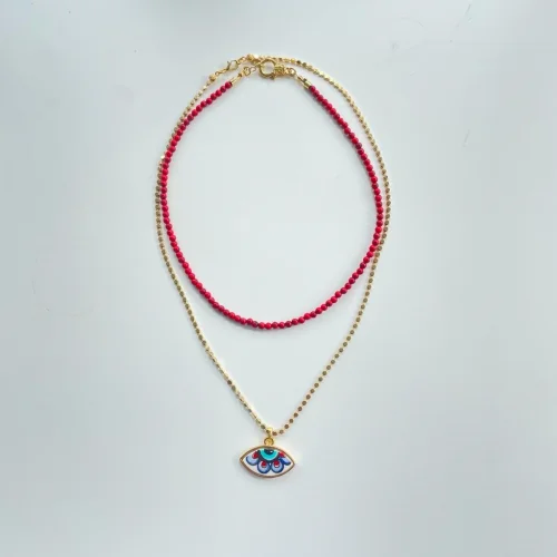 Ayn & By EbruKetenci - 2 Set Necklace With Evil Eye And Bead