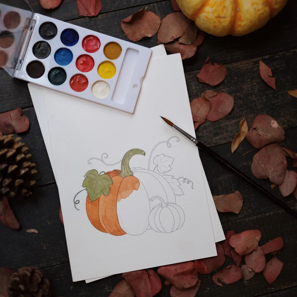 Naz Saner Draws - Watercolor Coloring Book | Autumn