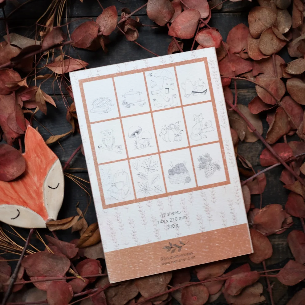 Naz Saner Draws - Watercolor Coloring Book | Autumn