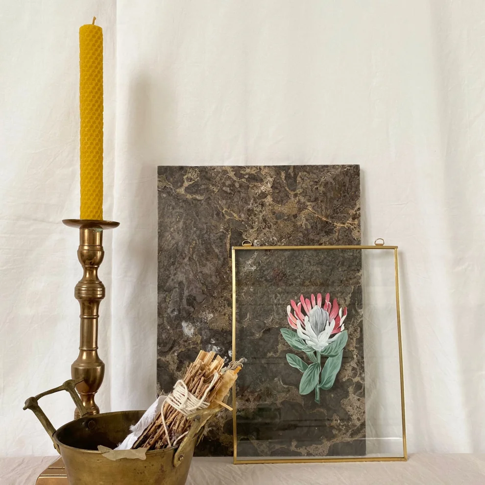 Lemonade Handcraft - Protea Brass Framed Painting