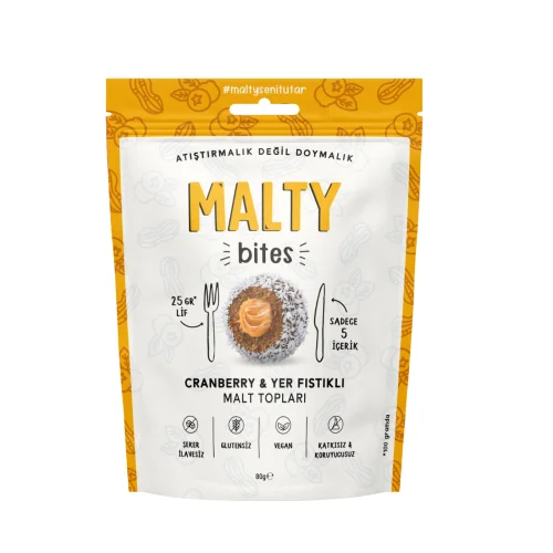 Malty - Cranberry & Yer Fıstıklı Malt Topları 80 Gr - 6 Adet