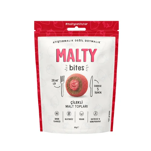 Malty - Çilekli Malt Topları 80 Gr - 6 Adet