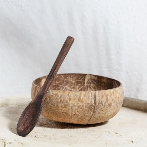 Gaia's Store - Natural  Coconut Bowl & Spoon Set