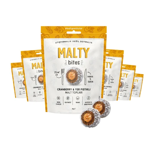 Malty - Cranberry & Yer Fıstıklı Malt Topları 80 Gr - 6 Adet